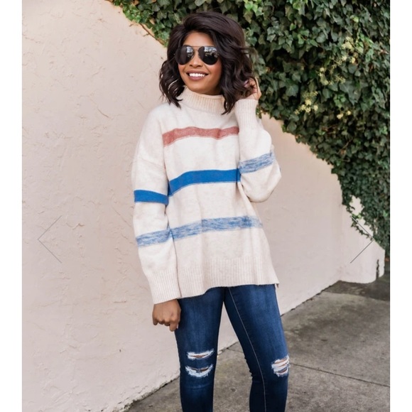 ❌❌SOLD❌❌ Relive A Fantasy Striped Turtleneck - Picture 3 of 4